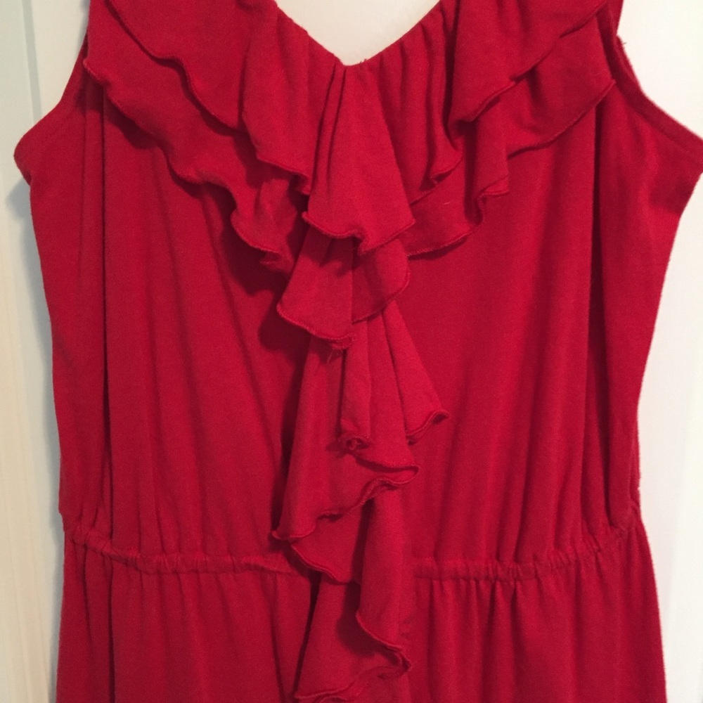 Express Red Ruffle Dress - Picture 2 of 4